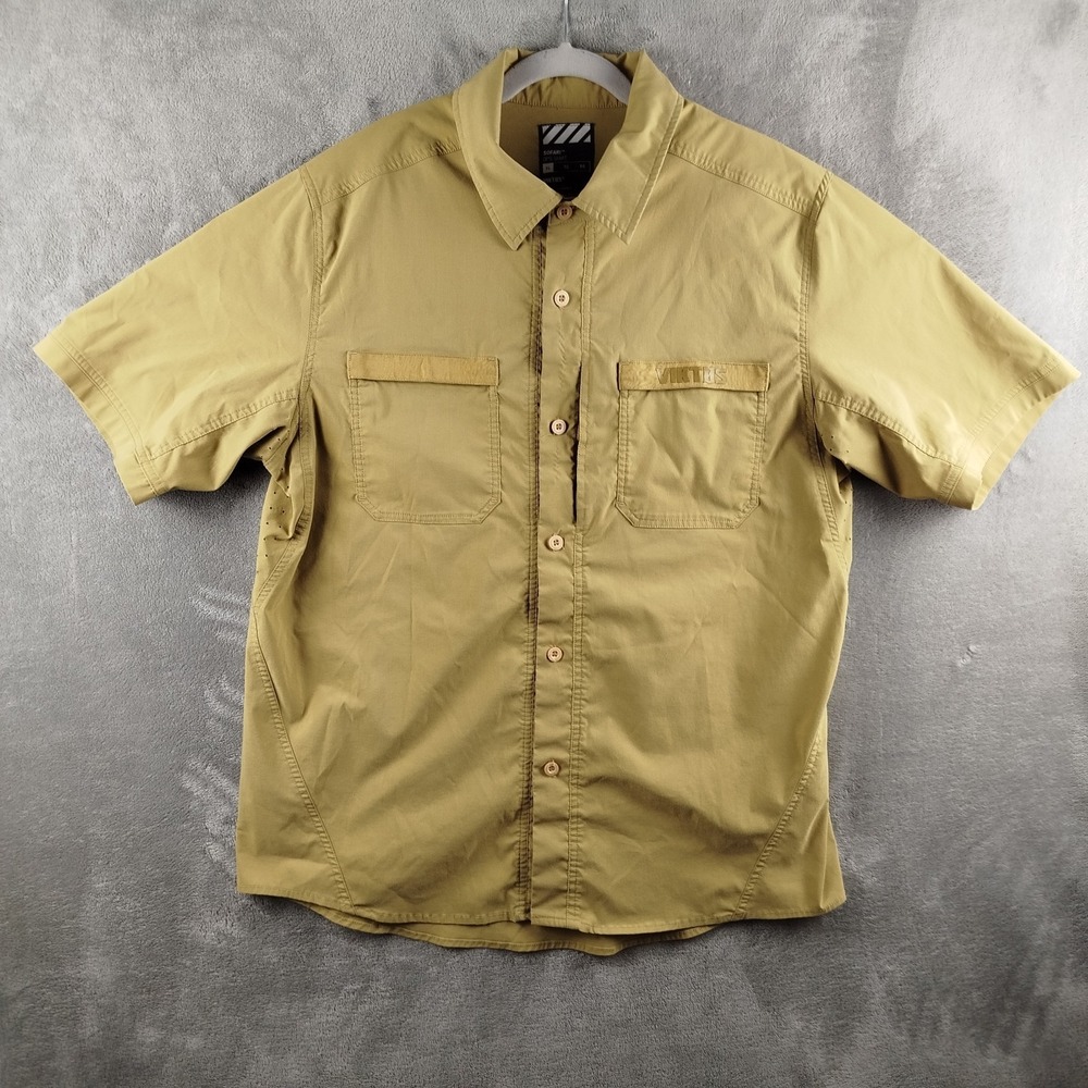 Viktos Shirt Mens XL Mustard Sofari Ops Performance‎ Vented Short Sleeve Stretch